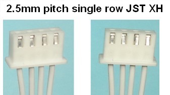 2.5mm pitch single row JST XH Cables:  Various sizes
