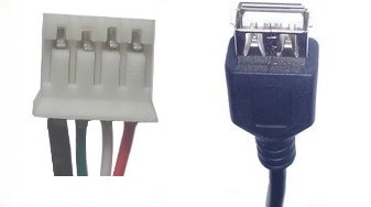 USB Female socket to PHR-4 or PHR-5 2.54mm pitch connector