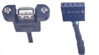 USB panel mount female socket  to 5 pin header (2.54mm pitch)